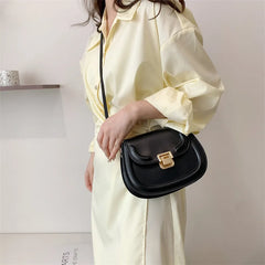 Women's Retro Bag Lock Catch Shoulder Saddle Bag
