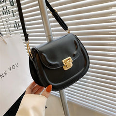 Women's Retro Bag Lock Catch Shoulder Saddle Bag