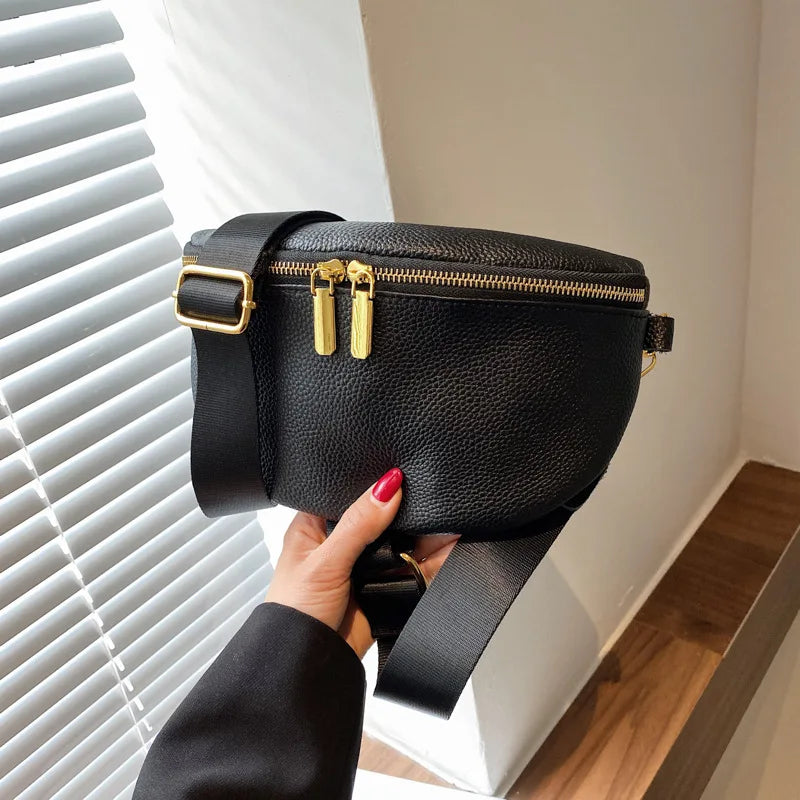 Women's PU Leather Fanny Pack Belly Shoulder Waist Bag