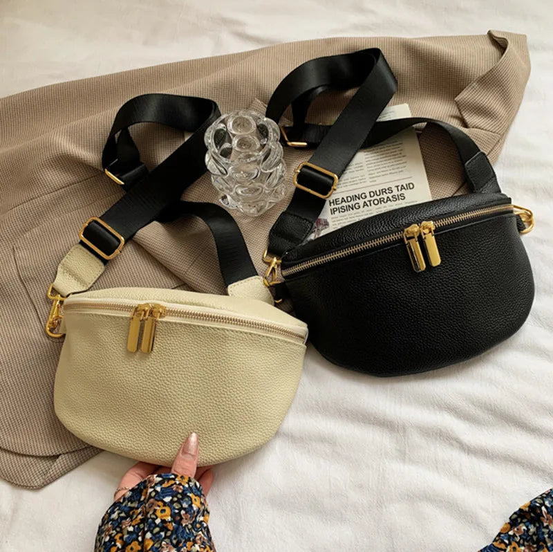 Women's PU Leather Fanny Pack Belly Shoulder Waist Bag