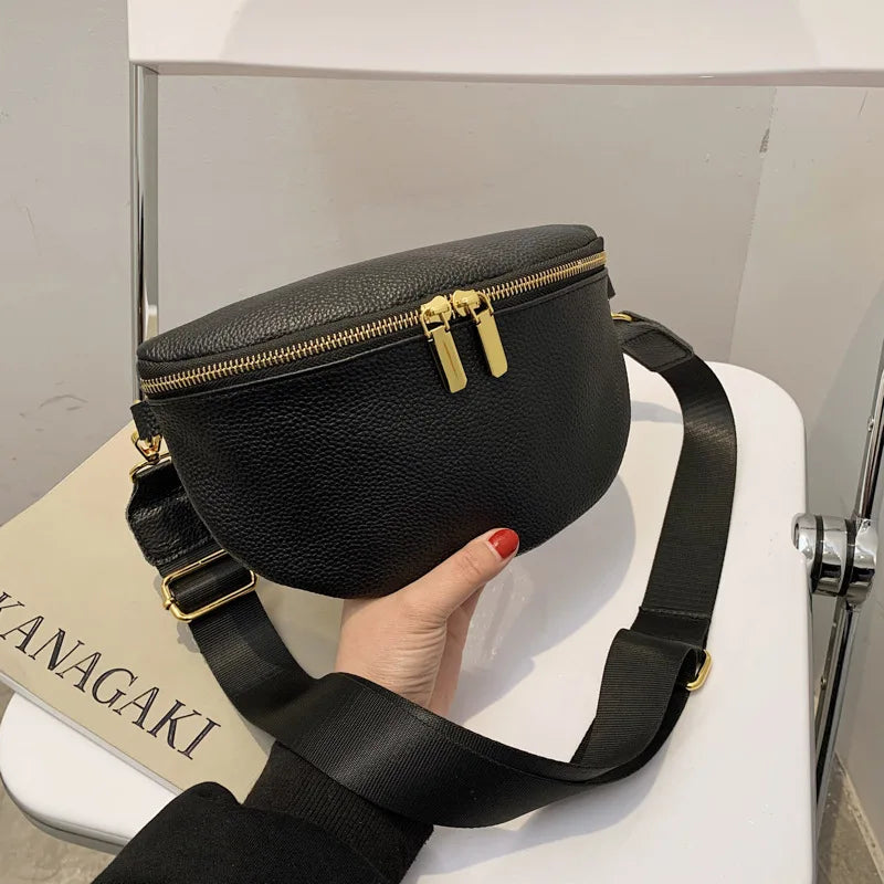 Women's PU Leather Fanny Pack Belly Shoulder Waist Bag