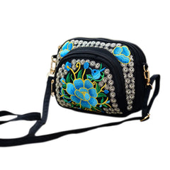 Women's National Style Flower Embroidery Canvas Shoulder Bag