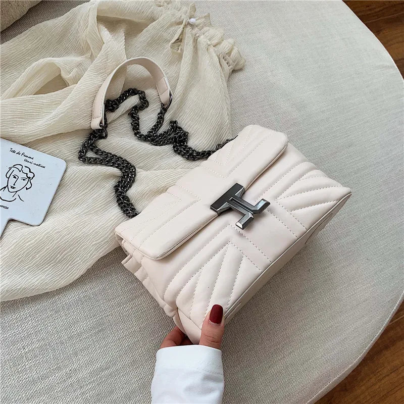 Women's Small Square Shoulder Bag with Chain Strap