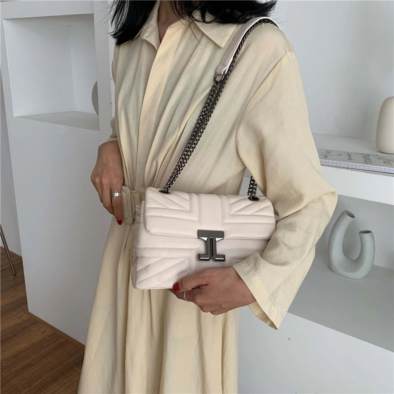 Women's Small Square Shoulder Bag with Chain Strap