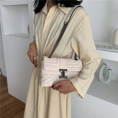 Women's Small Square Shoulder Bag with Chain Strap