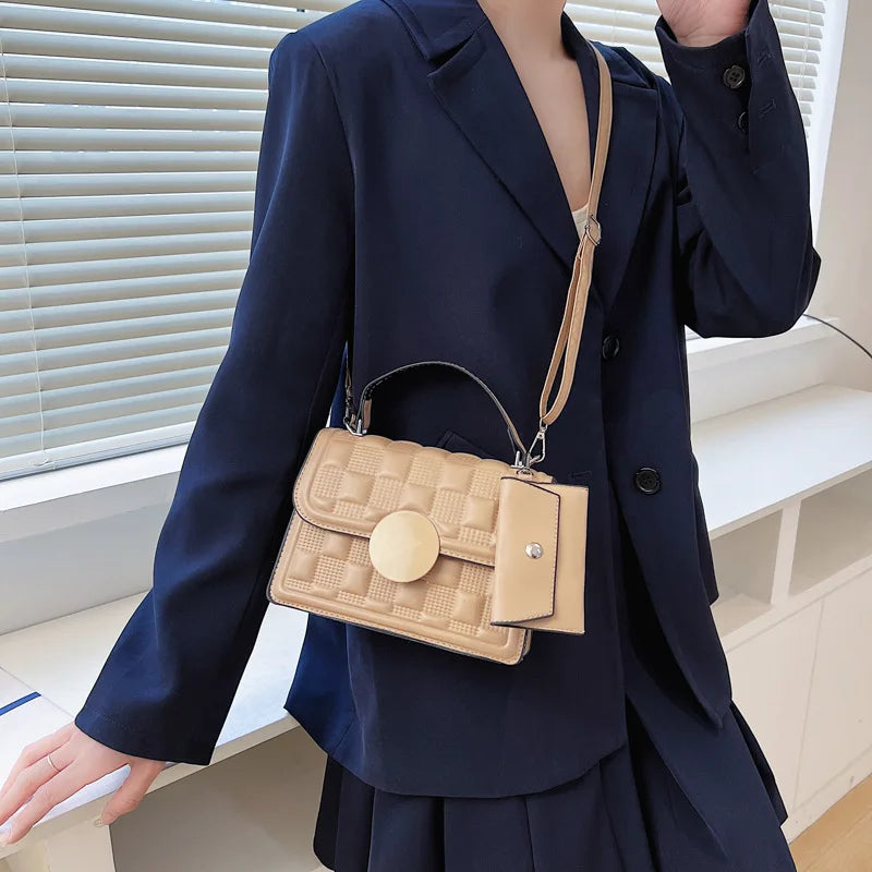 Women's Retro Small Square Bag Plaid Crossbody Shoulder Bag