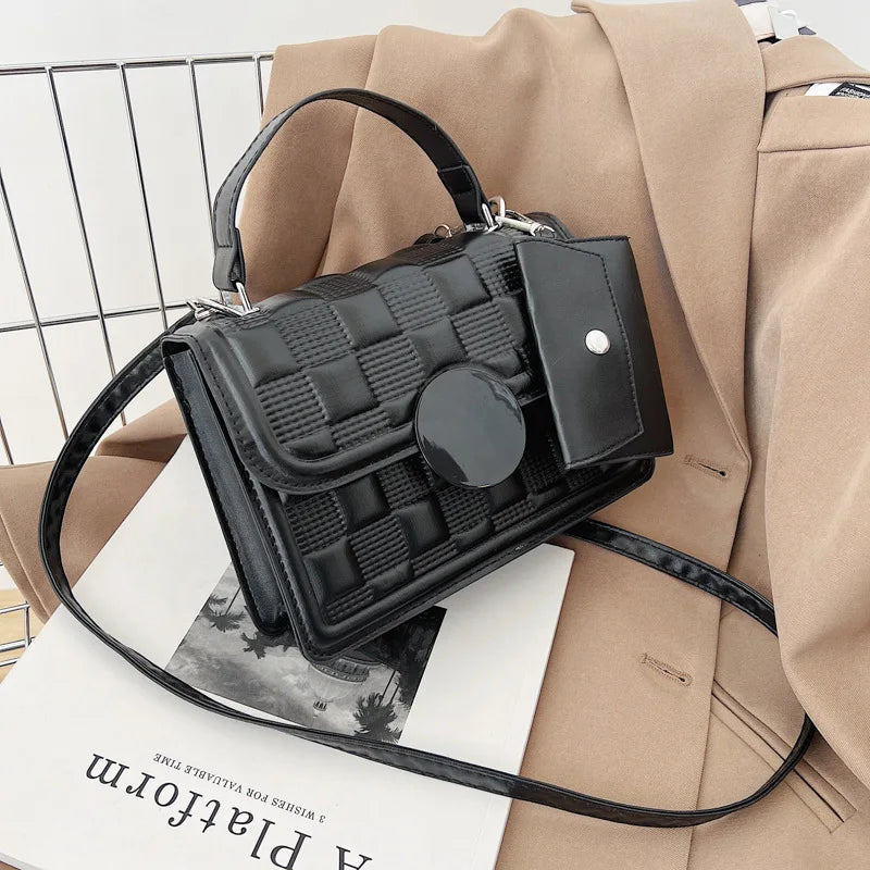 Women's Retro Small Square Bag Plaid Crossbody Shoulder Bag