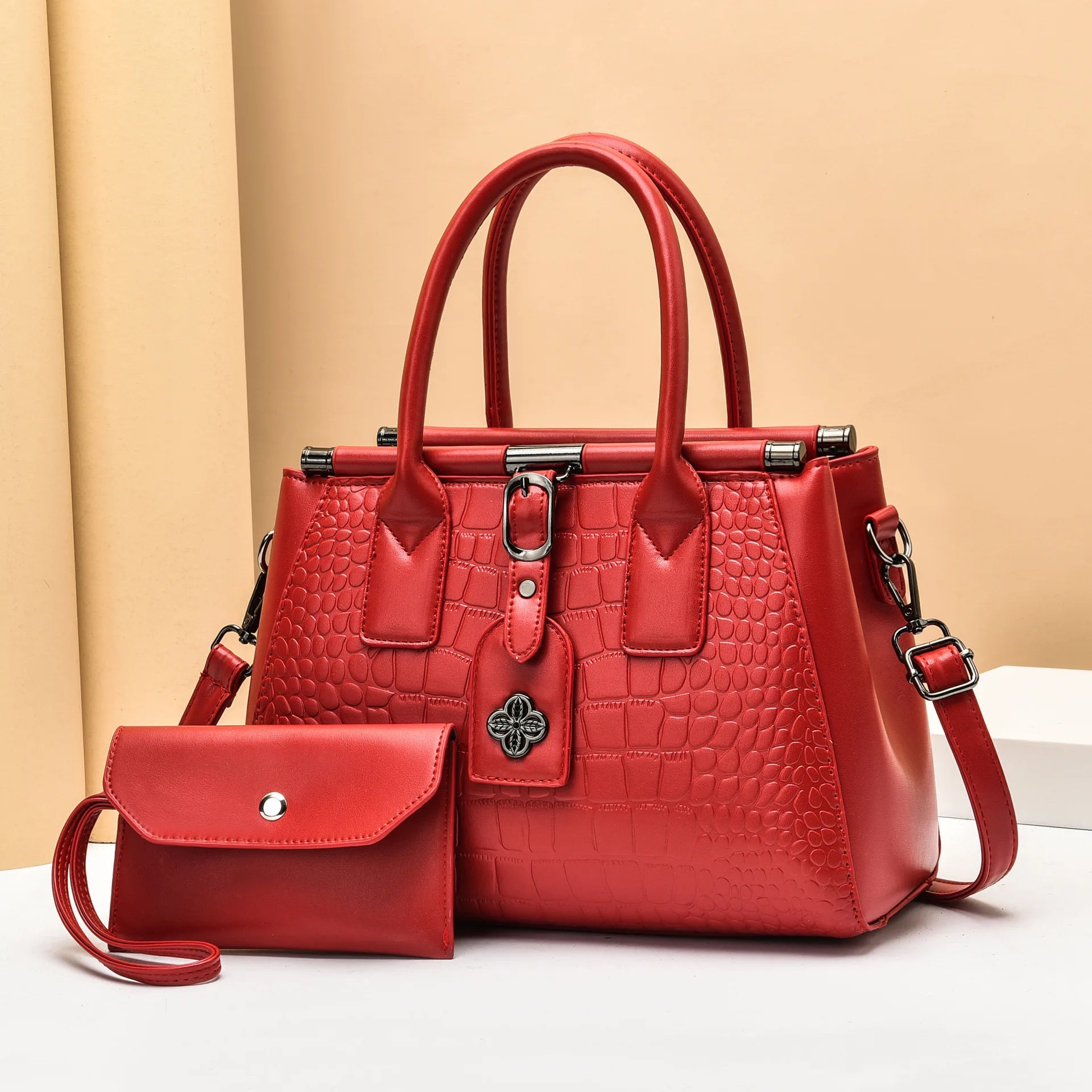 Stone Pattern Handbag for Middle-Aged Women