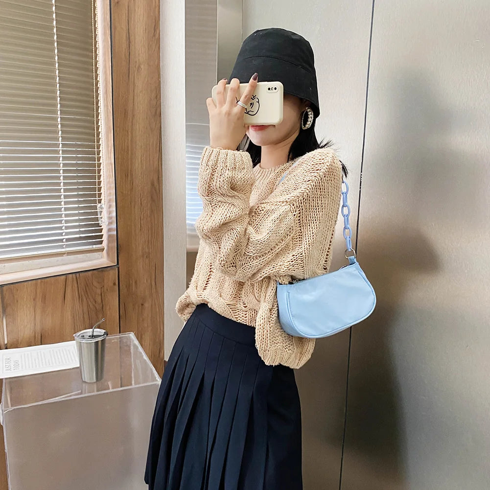 Nylon Handbag Underarm Shoulder Bags Daily Travel Totes Purse