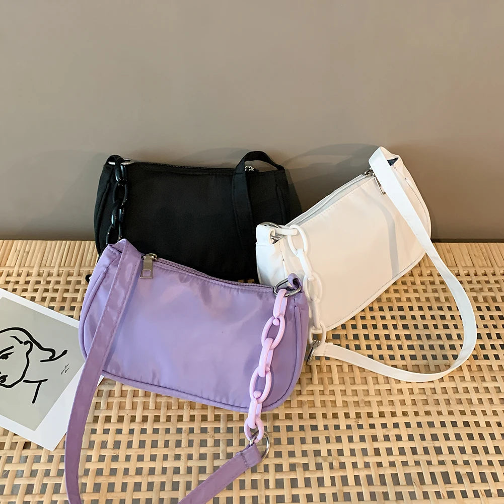 Nylon Handbag Underarm Shoulder Bags Daily Travel Totes Purse