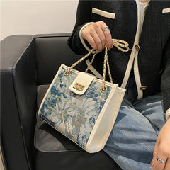 Women's Oil Painting Tote Bag Large Capacity for Autumn Winter