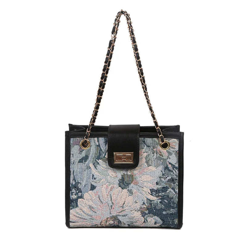 Women's Oil Painting Tote Bag Large Capacity for Autumn Winter