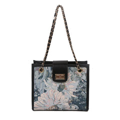 Women's Oil Painting Tote Bag Large Capacity for Autumn Winter