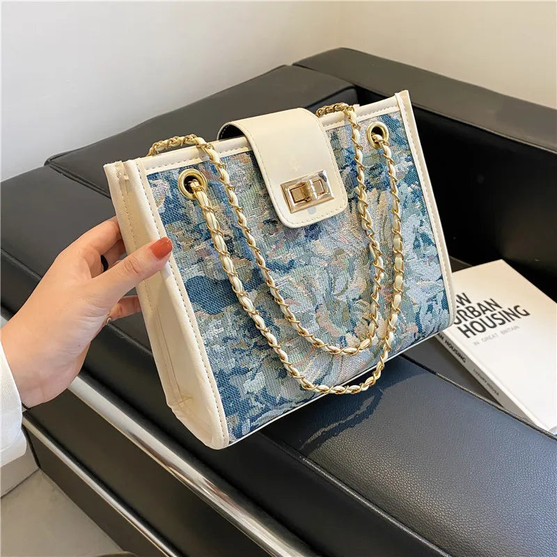 Women's Oil Painting Tote Bag Large Capacity for Autumn Winter