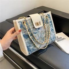 Women's Oil Painting Tote Bag Large Capacity for Autumn Winter