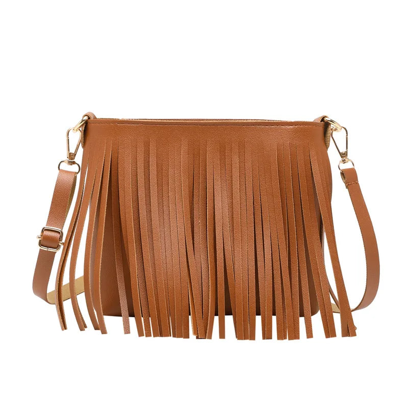 Women's Shoulder Bag PU Leather Tassel Messenger Phone Bag