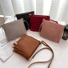 Women's Shoulder Bag PU Leather Tassel Messenger Phone Bag
