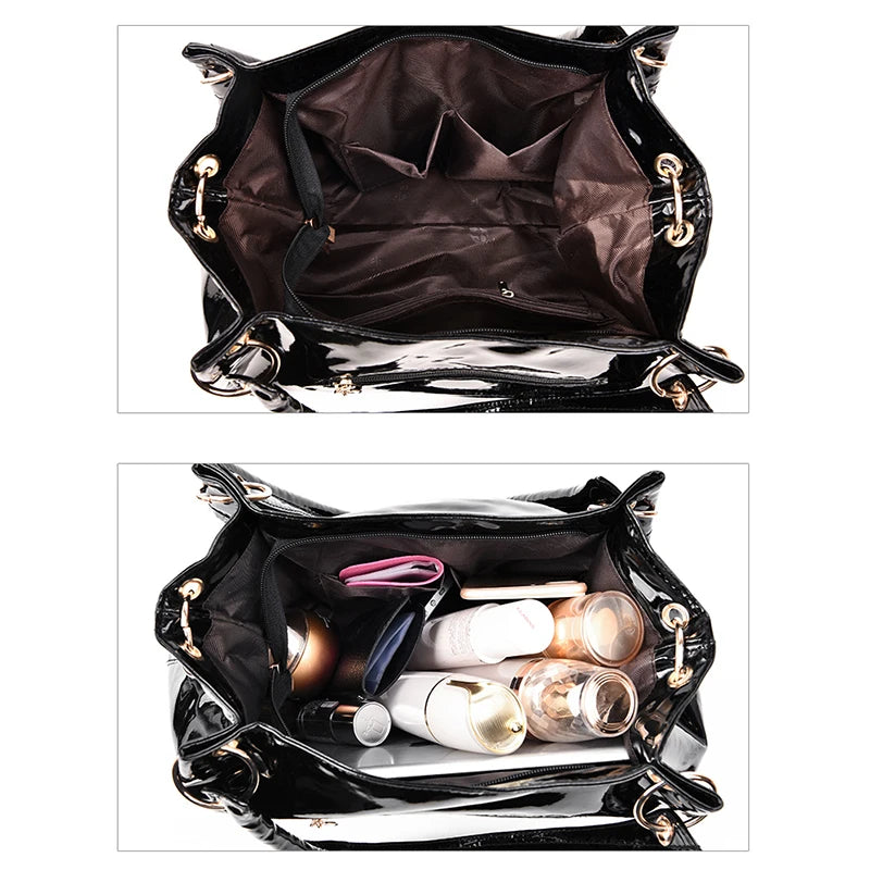 Women's Shoulder Bag PU Leather Ladies Sequined Patent Handbag