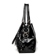 Women's Shoulder Bag PU Leather Ladies Sequined Patent Handbag
