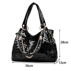 Women's Shoulder Bag PU Leather Ladies Sequined Patent Handbag