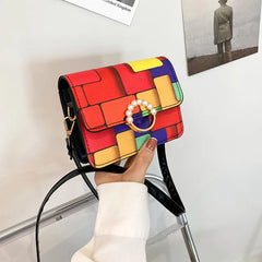 Personalized Plaid Stitching Small Shoulder Bag for Women