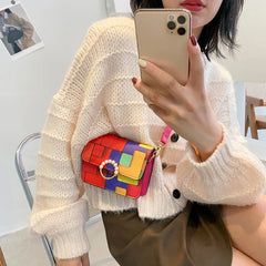 Personalized Plaid Stitching Small Shoulder Bag for Women