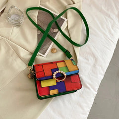 Personalized Plaid Stitching Small Shoulder Bag for Women