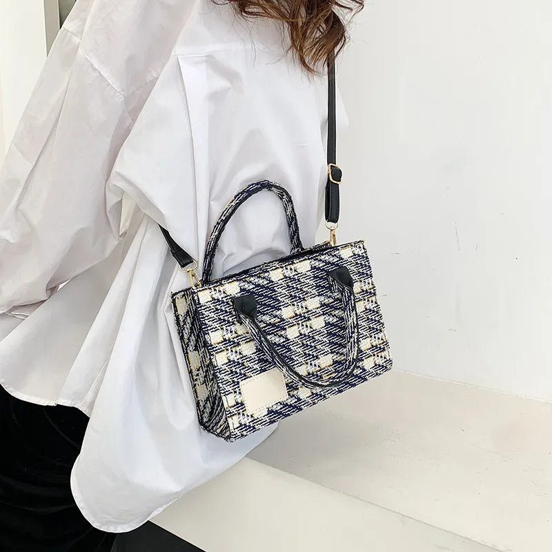 Women's Plaid Shoulder Crossbody Bag Spring Summer Graceful