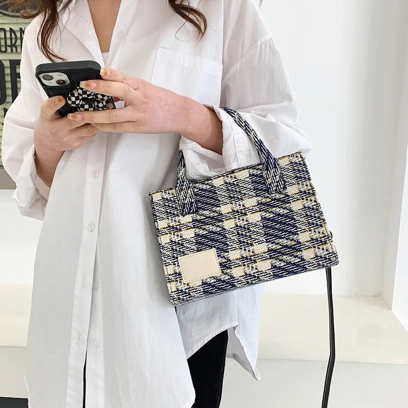Women's Plaid Shoulder Crossbody Bag Spring Summer Graceful