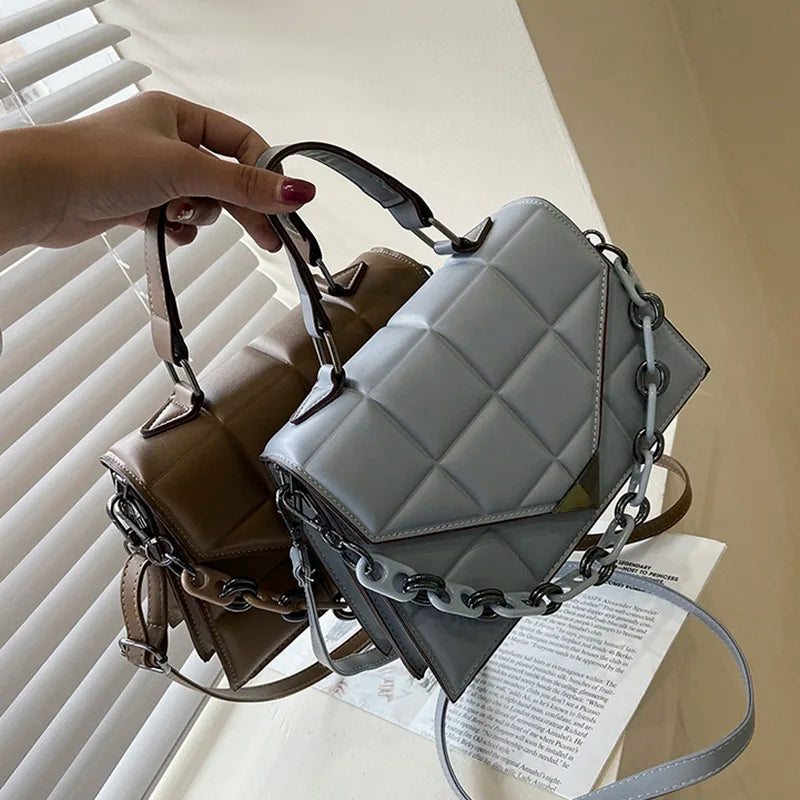 Plaid Vintage PU Leather Underarm Flap Handbag for Women