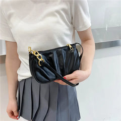 Women's Pleated Chain Shoulder Bag Casual Small Handbag Purse