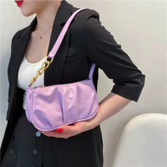 Women's Pleated Chain Shoulder Bag Casual Small Handbag Purse