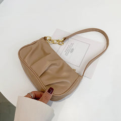 Women's Retro Pleated Chain Underarm Bag Small Handbag