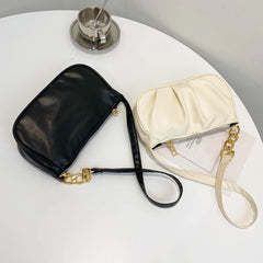 Women's Retro Pleated Chain Underarm Bag Small Handbag