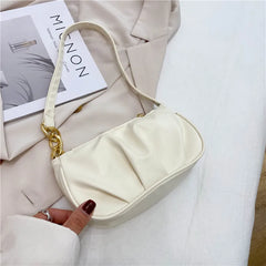 Women's Pleated Chain Shoulder Bag Casual Small Handbag Purse