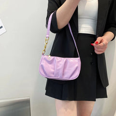 Women's Retro Pleated Chain Underarm Bag Small Handbag