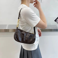 Women's Retro Pleated Chain Underarm Bag Small Handbag