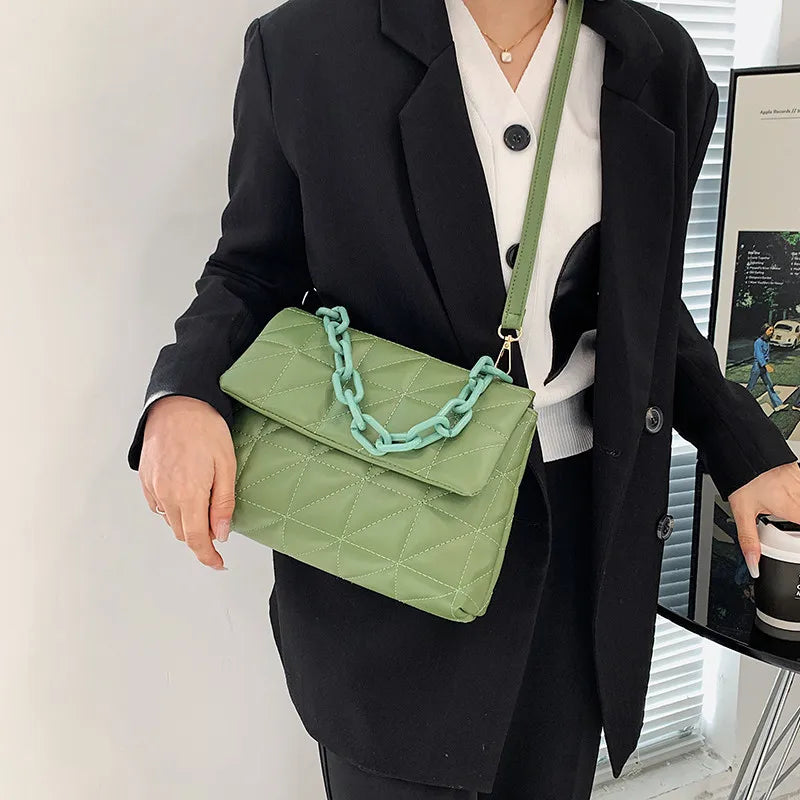 Acrylic Chain Rhombus Shoulder Crossbody Bag for Women
