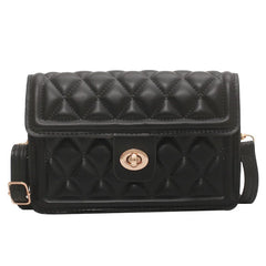 Women's Embroidered Shoulder Bag with Rhombus Design