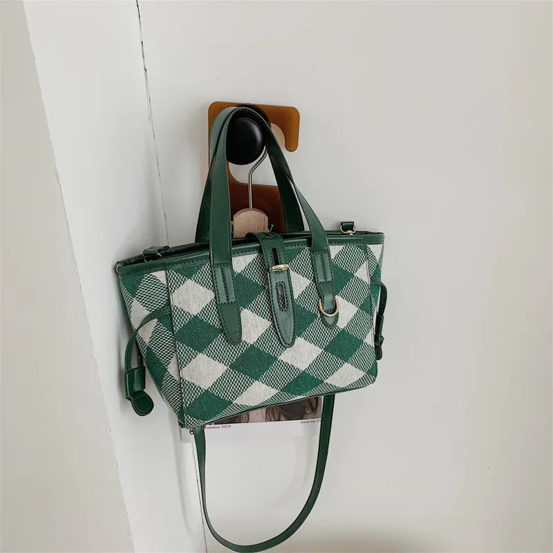 Rhombus Shoulder Crossbody Tote Bag for Women
