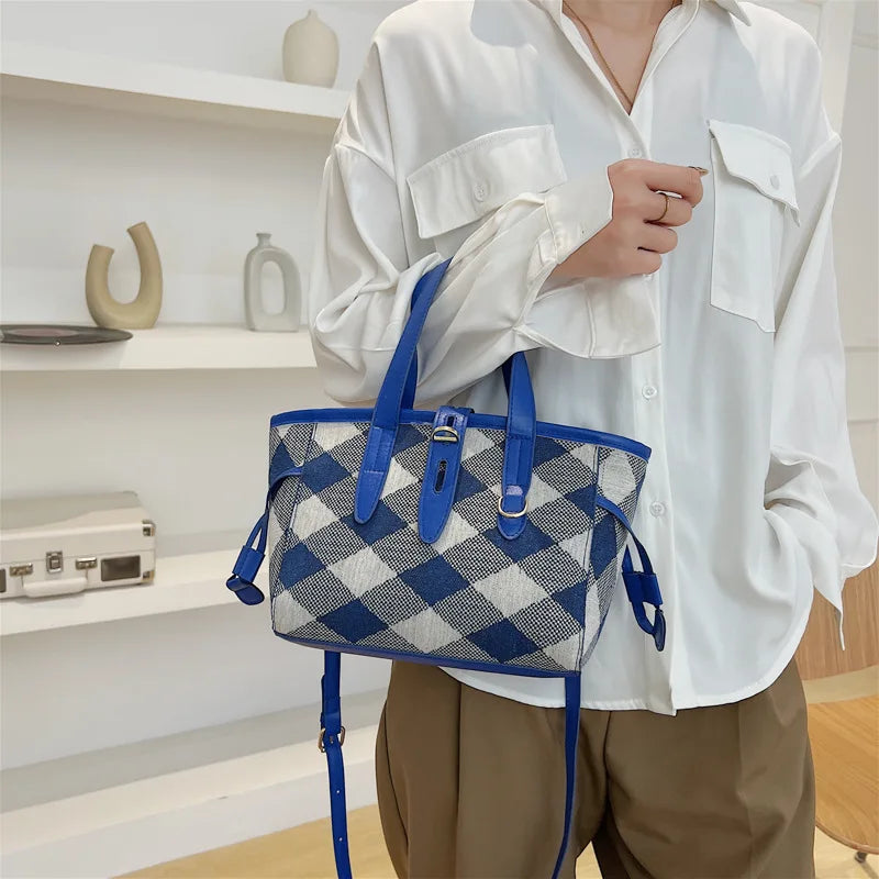Rhombus Shoulder Crossbody Tote Bag for Women