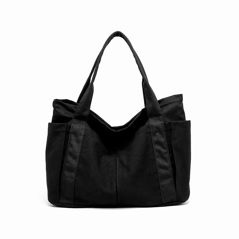 Canvas Shopper Handbag Large Capacity Travel Shoulder Bag for Women