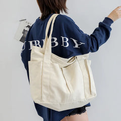 Canvas Shopper Handbag Large Capacity Travel Shoulder Bag for Women