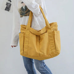 Canvas Shopper Handbag Large Capacity Travel Shoulder Bag for Women
