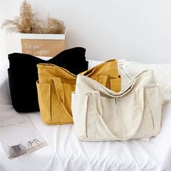 Canvas Shopper Handbag Large Capacity Travel Shoulder Bag for Women