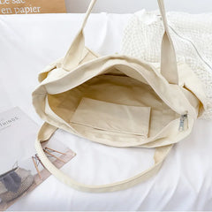 Canvas Shopper Handbag Large Capacity Travel Shoulder Bag for Women