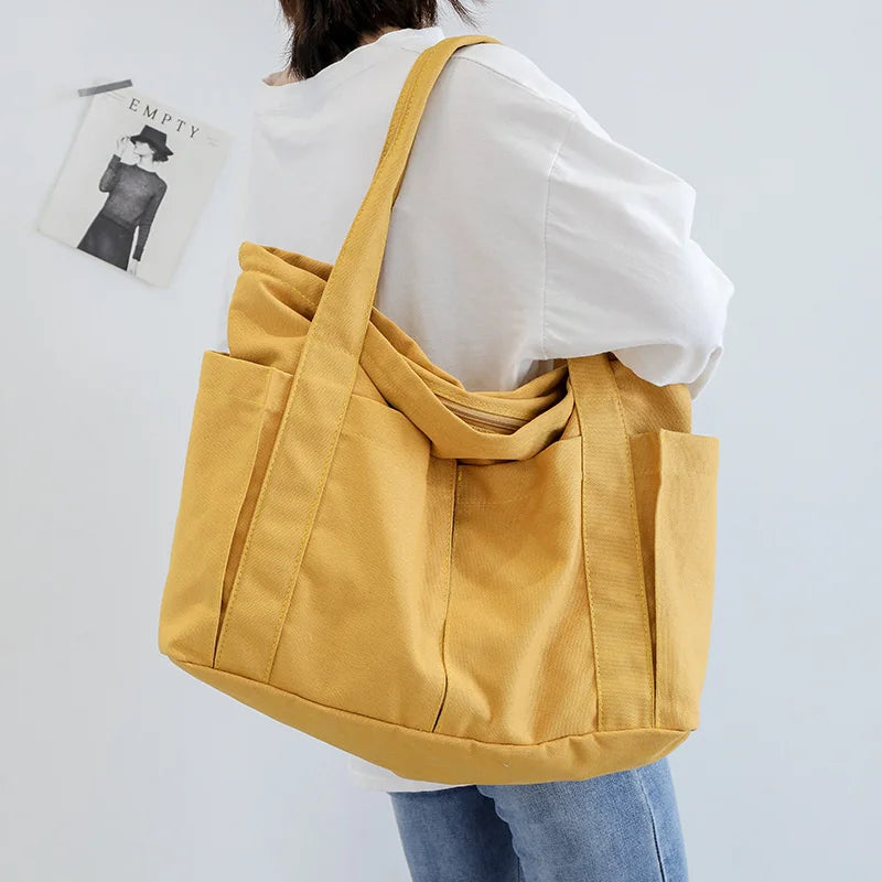 Large Capacity Canvas Shoulder Bag for Women, Casual Tote Handbag, Mom's Gift