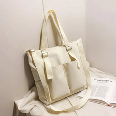 Waterproof Nylon Shopper Handbag - Large Capacity Tote
