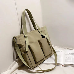 Waterproof Nylon Shopper Handbag - Large Capacity Tote