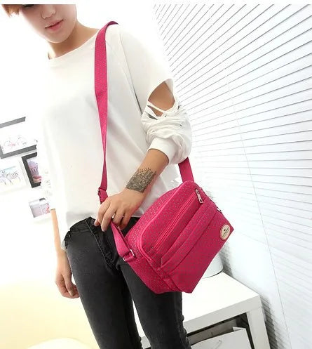 Canvas Geometric Pattern Small Square Bag Zipper Shoulder Diagonal Ladies Casual